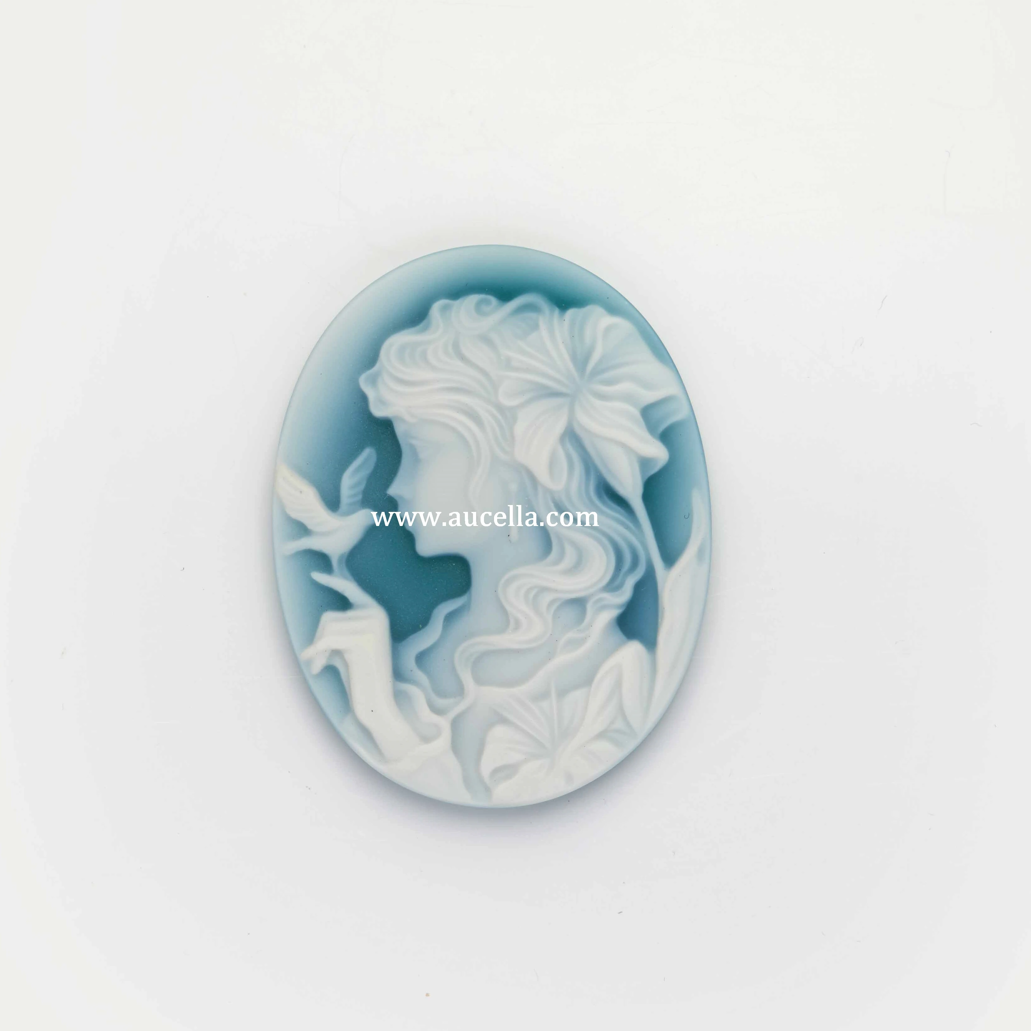 
Luxury Product 45 mm Big Size Green Agate Cameo Natural Gemstone 