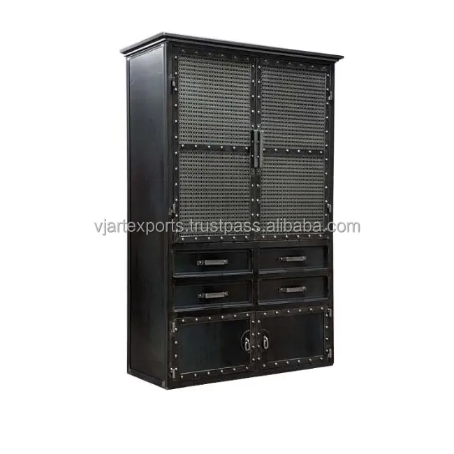 beautiful indian designer high quality at low price iron metal with 4 drawer and 2 shoes cabinet almirah wardrobe
