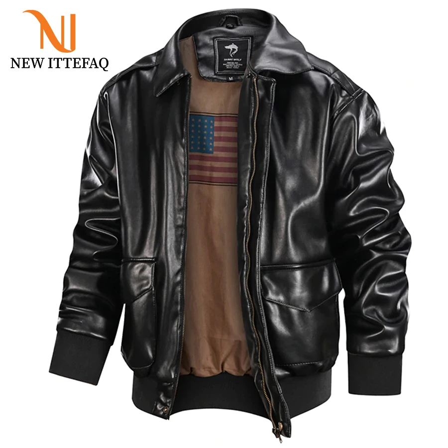 
ReFire Gear MA-1 Faux Leather Jackets Men Winter Warm Military Bomber Pilot Jacket Tactical Police Casual Thick PU Leather Coats 