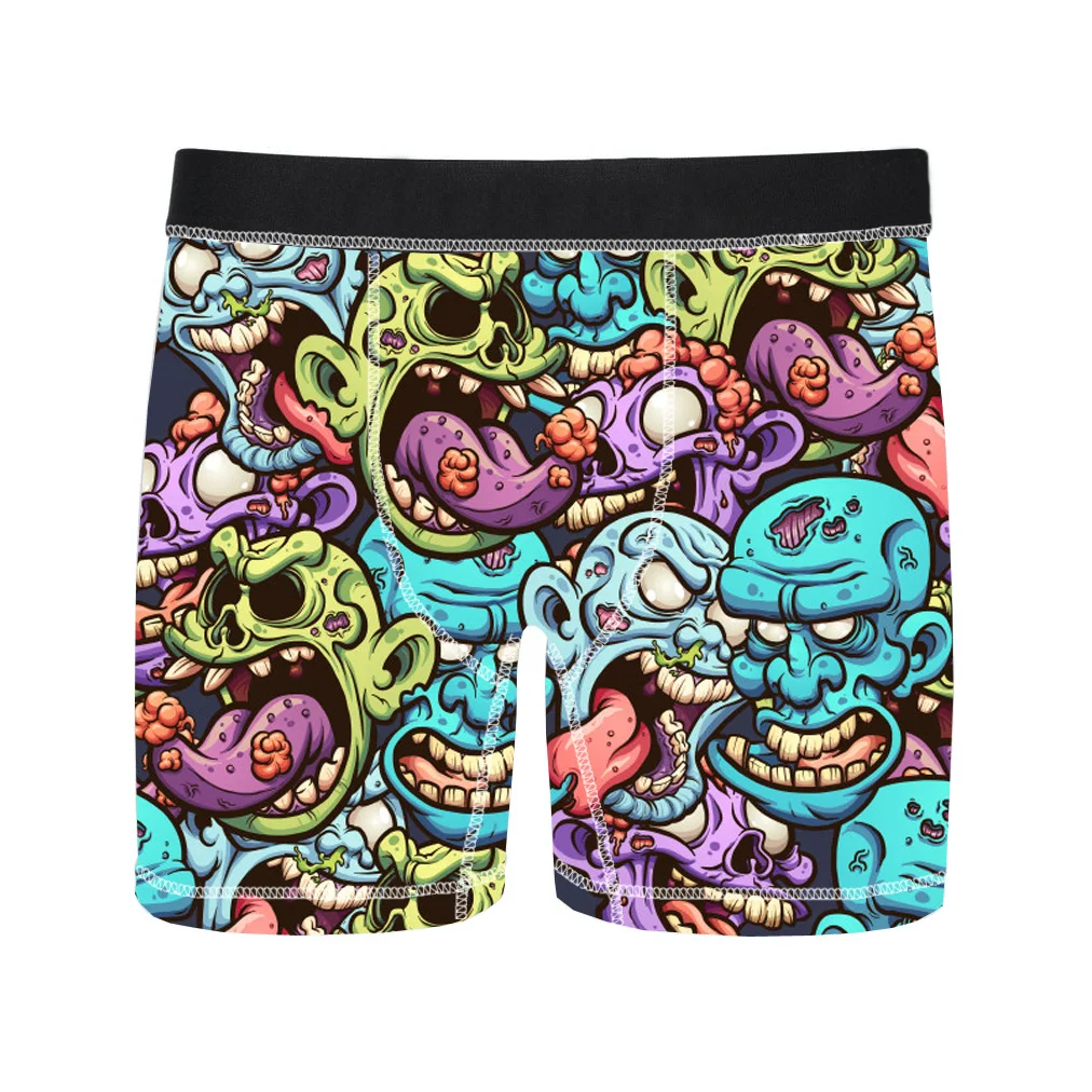 Fashionable Funny Cartoon Print Custom Men Briefs Underwear 100% Cotton Boxer Shorts