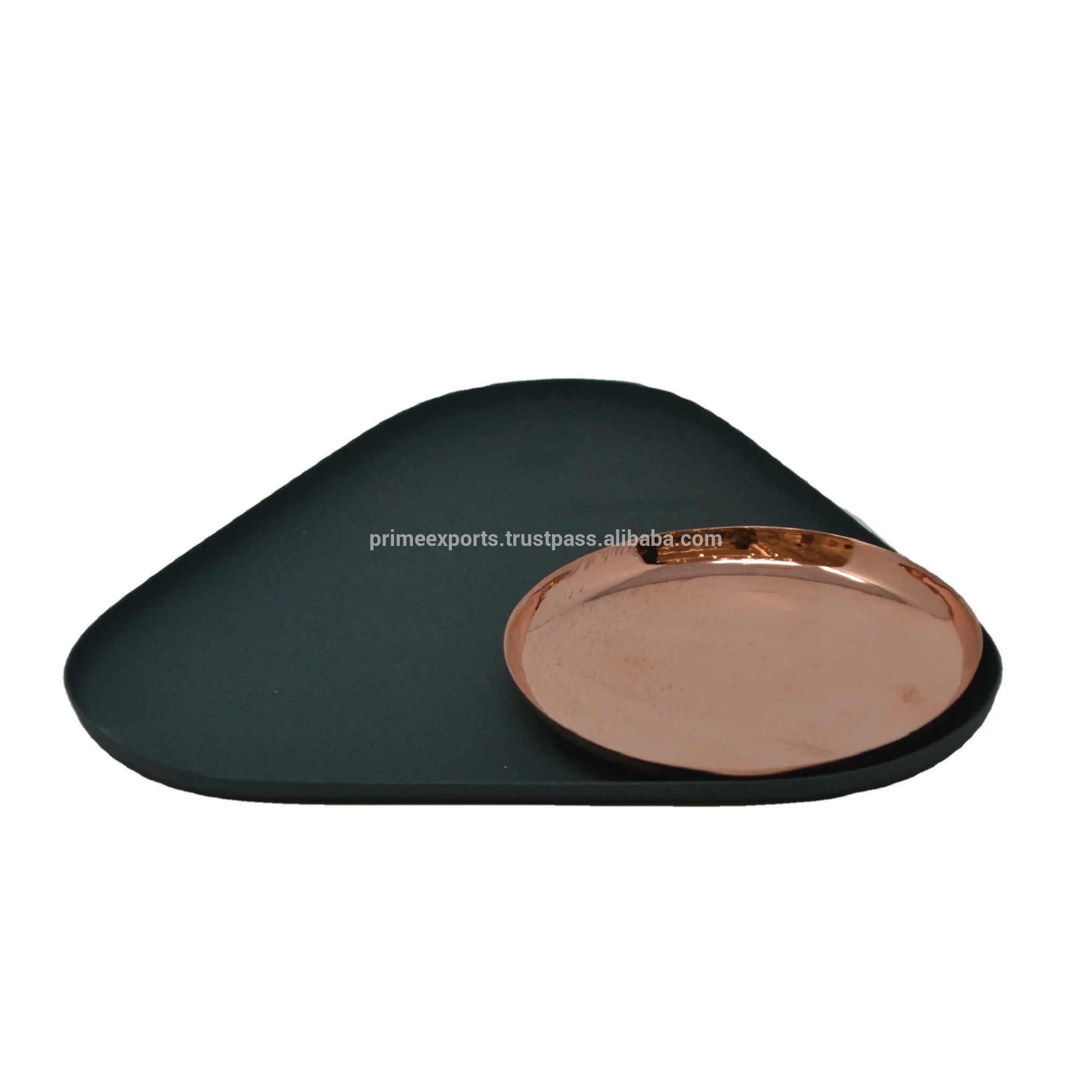 Decorative Metal Triangle Designer Copper and Black Modern Luxury Tray Scandinavian and European trays