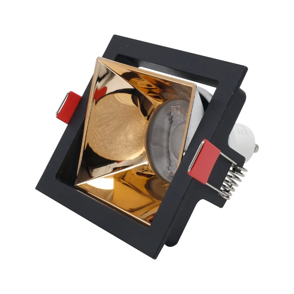 Hotel recessed spotlight gold downlights aluminum mr16 antiglare square gu10 downlight fixture