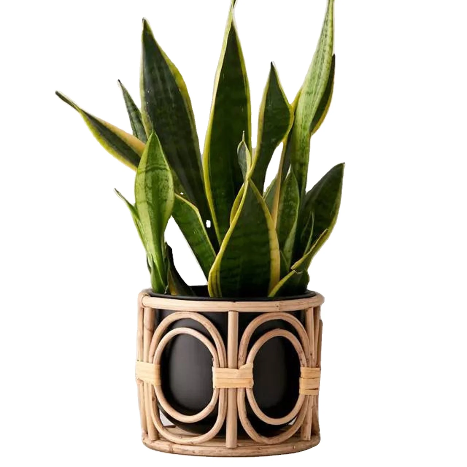 Garden supplies unique round cylinder rattan wicker basket planter rattan cane plant stand from Vietnam