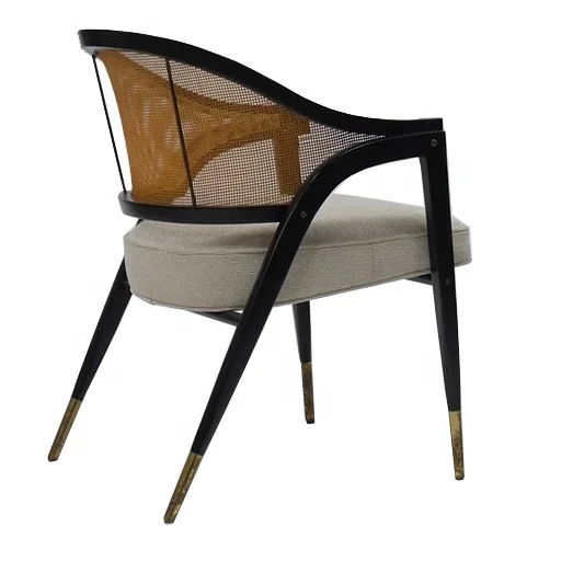 Modern Luxury Furniture Natural Rattan Backrest Wooden Chaise Restaurant