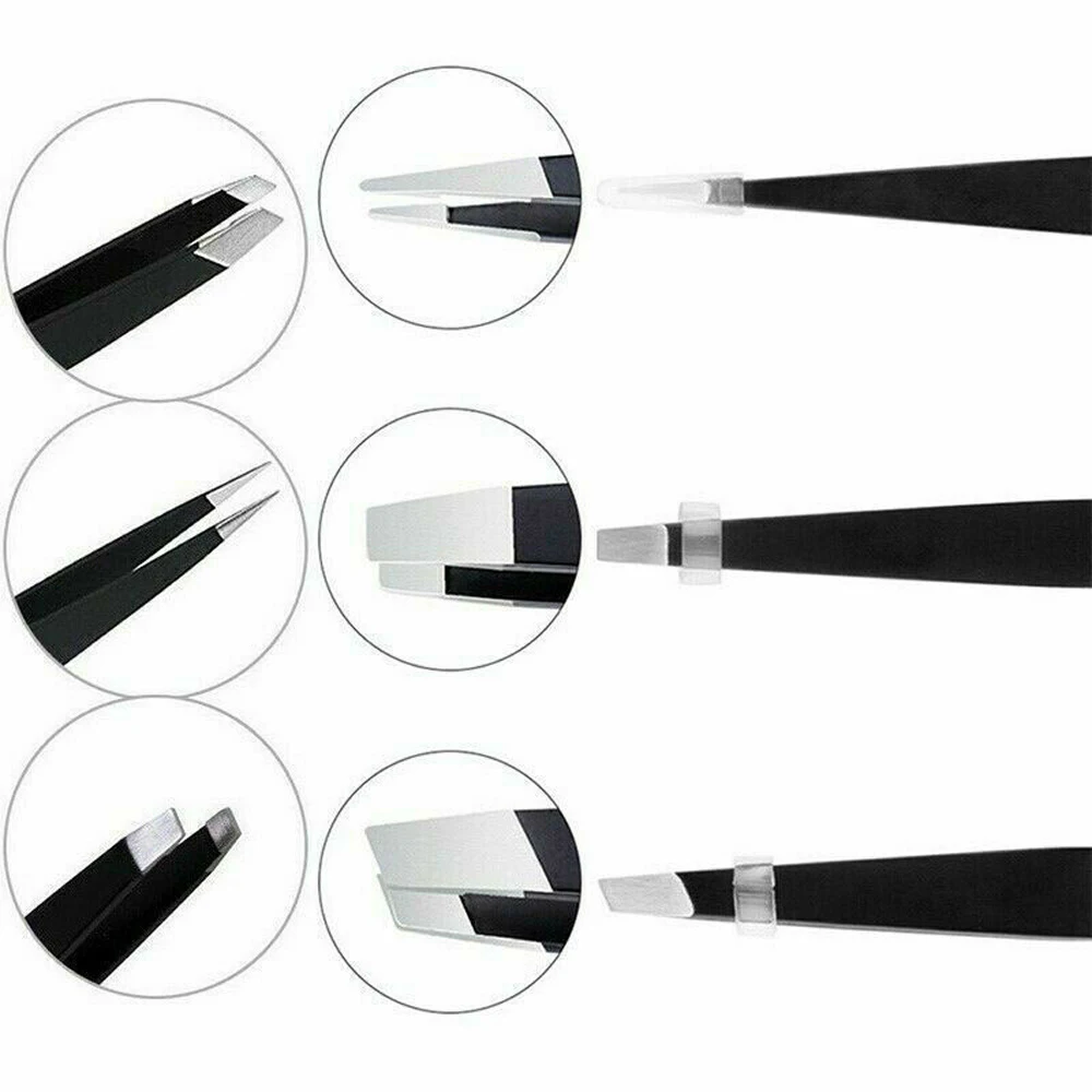 3pcs Stainless Steel Eyebrow Hair Removal Tweezers  Professional Women Stainless Steel Hair Removal Eyebrow Tweezers Clip
