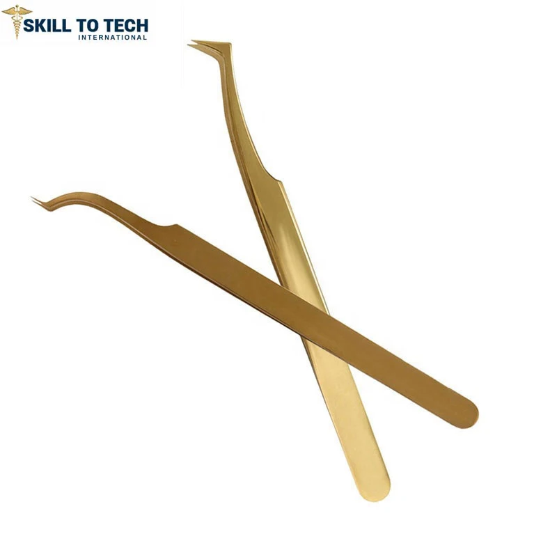 Высокое качество сделано для комфорта клиента золотой ультра макияж Пинцет объем ресниц антистатические пинцеты Lash