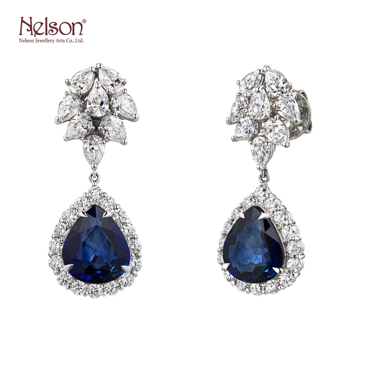 Zero risk Wholesale price 18K White Gold Sapphire Diamond Ear Ring Jewelry Diamond Earrings for Women Fashion Gift Party Classic