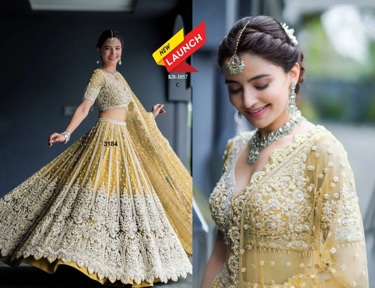 Haldi Special Indian Designer Yellow Mirror Embroidery Women Lehenga choli for Wedding Party Engagement 2023 India