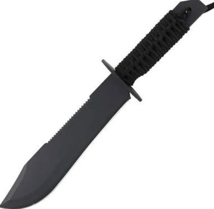 
Unique Black Stainless Steel Serrated Fixed Blade Survival Kits Saw Compass Knife 