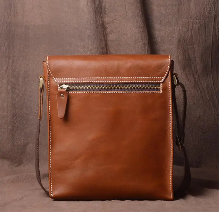 Custom Retro Leather Business Men Cross Body Shoulder Messenger Bag
