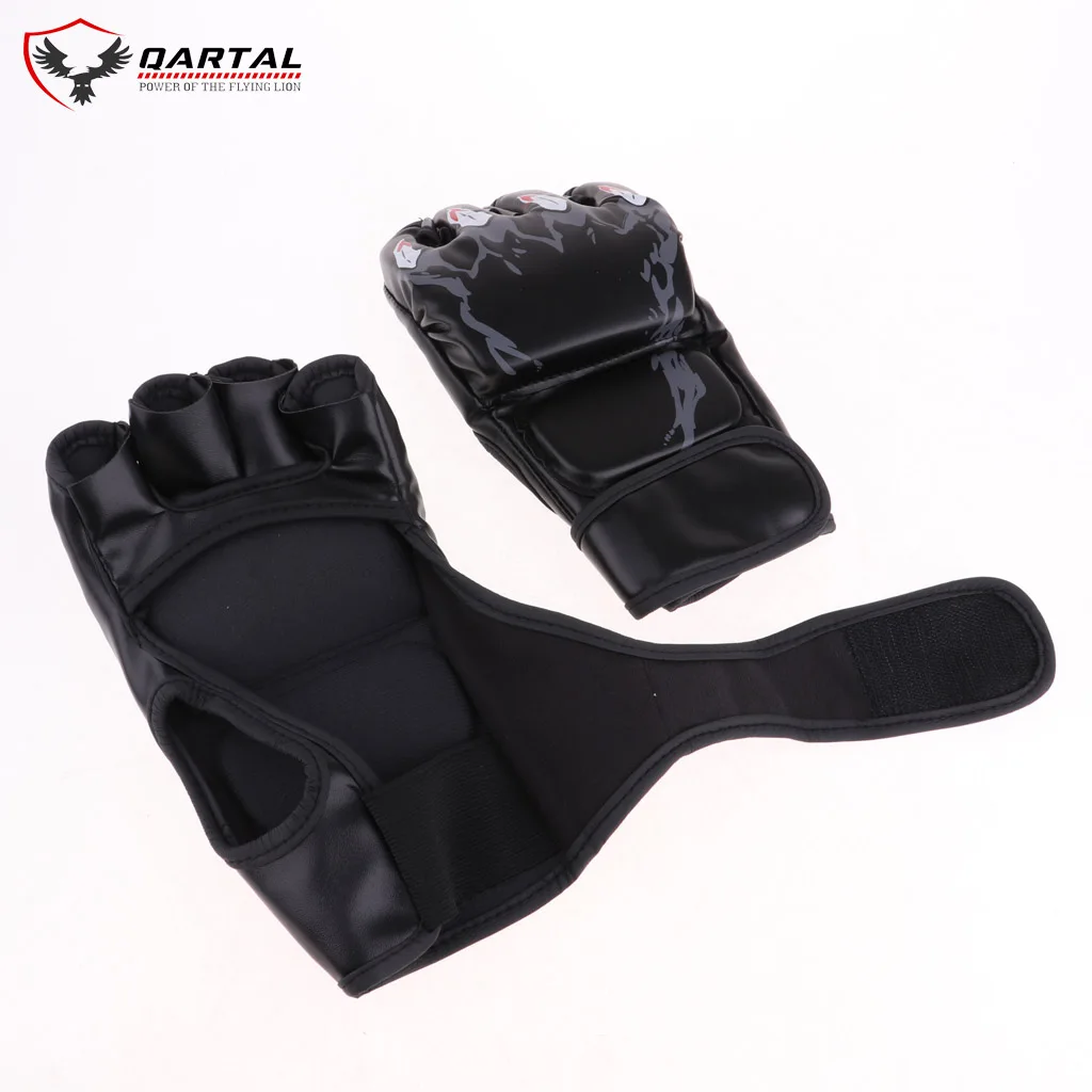 Best Quality Genuine Leather Half Finger MMA Boxing Sports Gloves Professional Fighting Training Gloves Custom Logo & Design