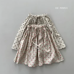 DE MARVI Kids Toddler Linen Tencel Dots A-line String Casual Skirts Girls Summer Fashion Wholesale Korean Manufacturer MADE IN K