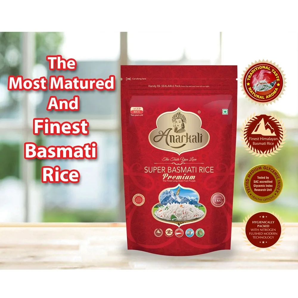 Wholesale Good Grade White Dried Style 1kg Anarkali Super Basmati Rice Bag From Singapore