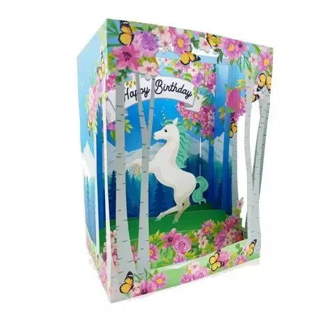 Wholesale Pony Birthday 3D Paper Unicorn Best Price Pop up Origami Kirigami Card for Gift Boxes for Bulk Export