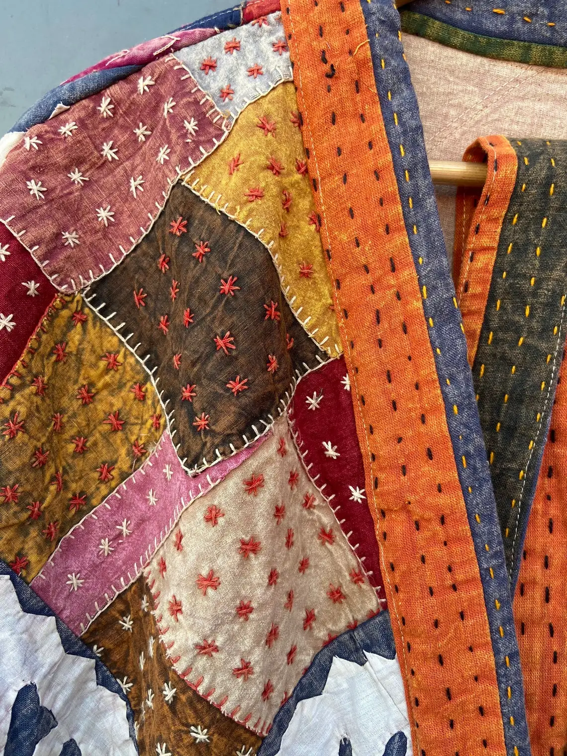 Manufacturer And Wholesaler Indian Handmade Womans Jacket Cut work kantha quilted jacket Kimono Cardigan Handmade Bathrobe