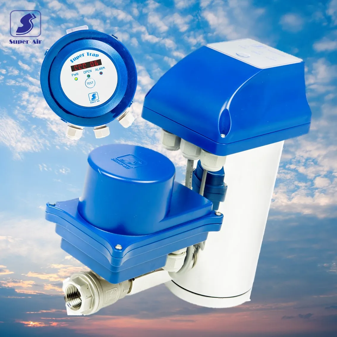 Subtle Motorized Ball Valve Type Zero Air Loss Automatic Condensate Drainer with Counter for High Pressure Air Compressor System