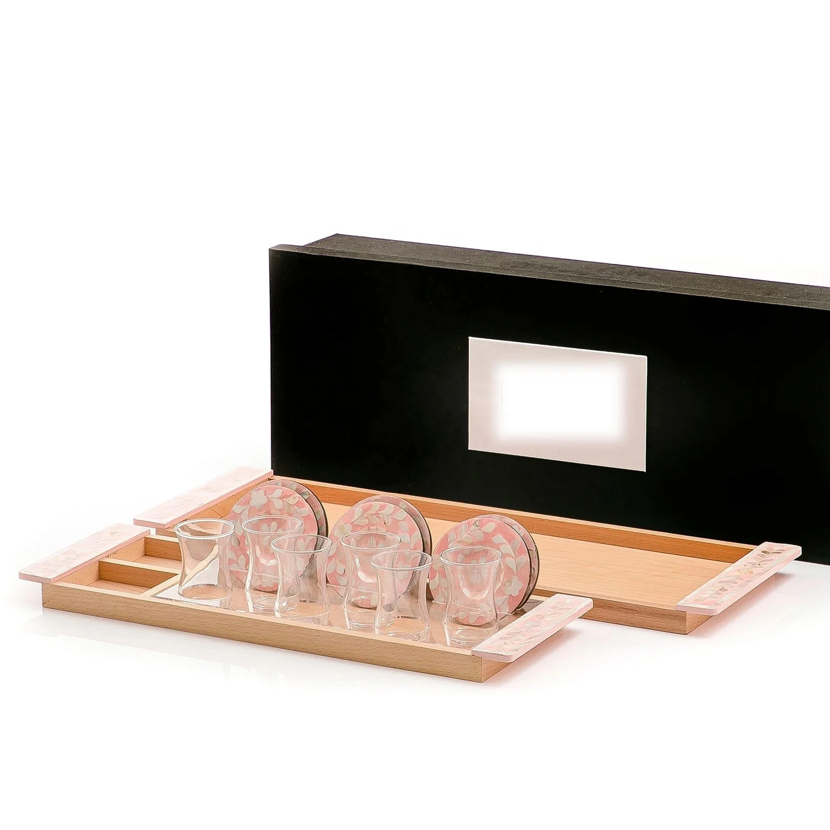 High quality modern Arabian chocolate mother of pearl tray made in Vietnam