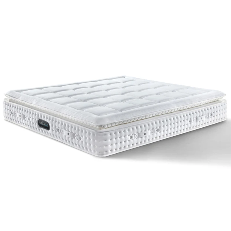 Cotton fabric high density foam natural latex pocket spring pillow top mattress