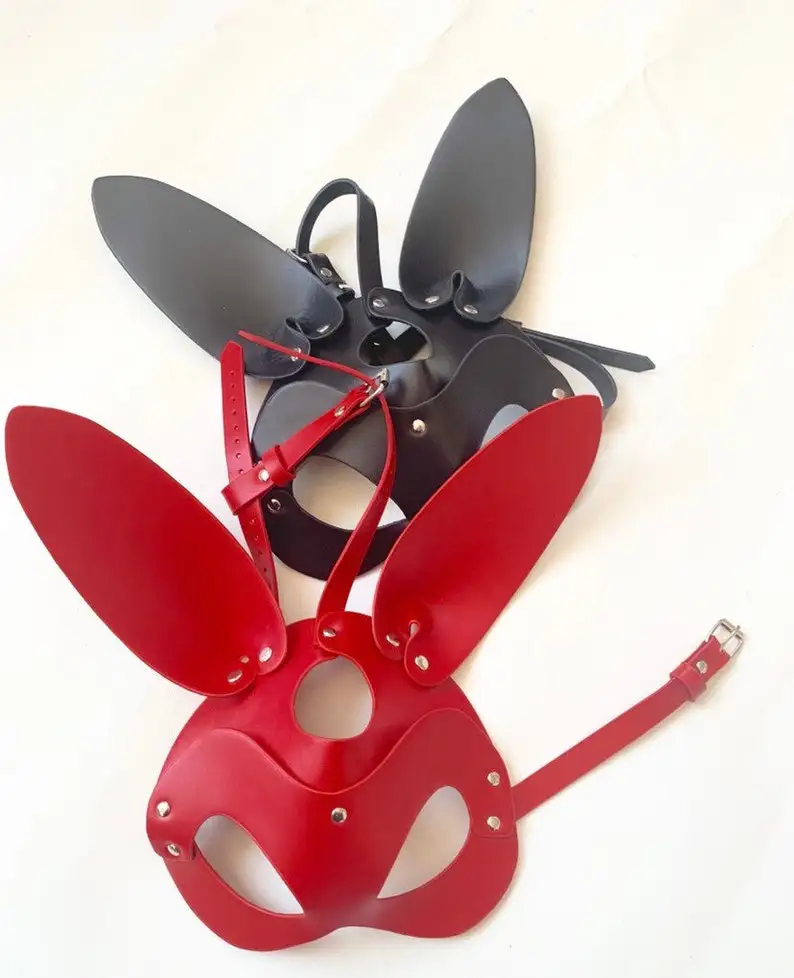 Porn Fetish Head Mask Whip BDSM Bondage Restraints   Leather  Halloween Mask