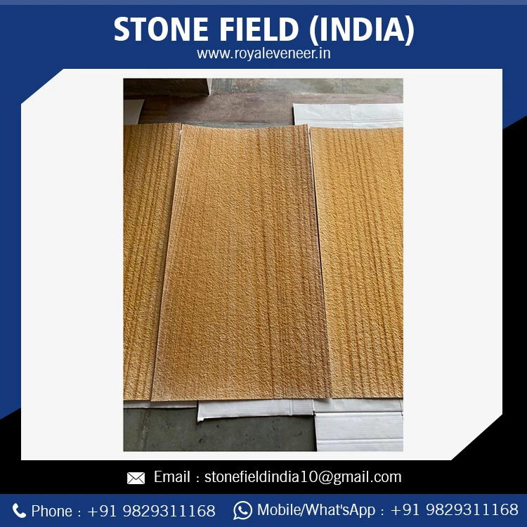 Export Quality Natural Golden Teakwood Sandstone Tiles & Slabs For Home Decor For Sale At Bulk Order - Stone Field India