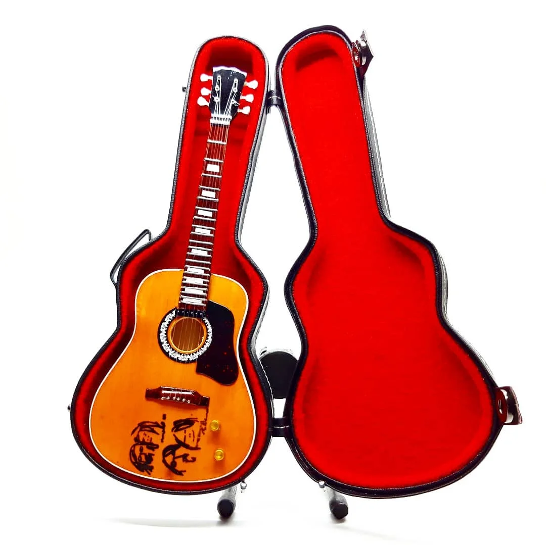 MINIATURE GUITAR 10 INCH PLUS MINIATURE HARDCASE FOR COLLECTIABLE HOME DECORATIONS