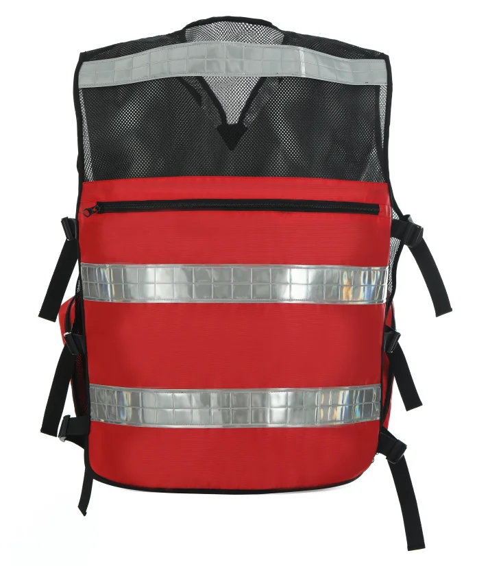 
Red First Aid EMS Response Hi Visibility Paramedic Ambulance Rescue Mesh Reflective Safety Vest 
