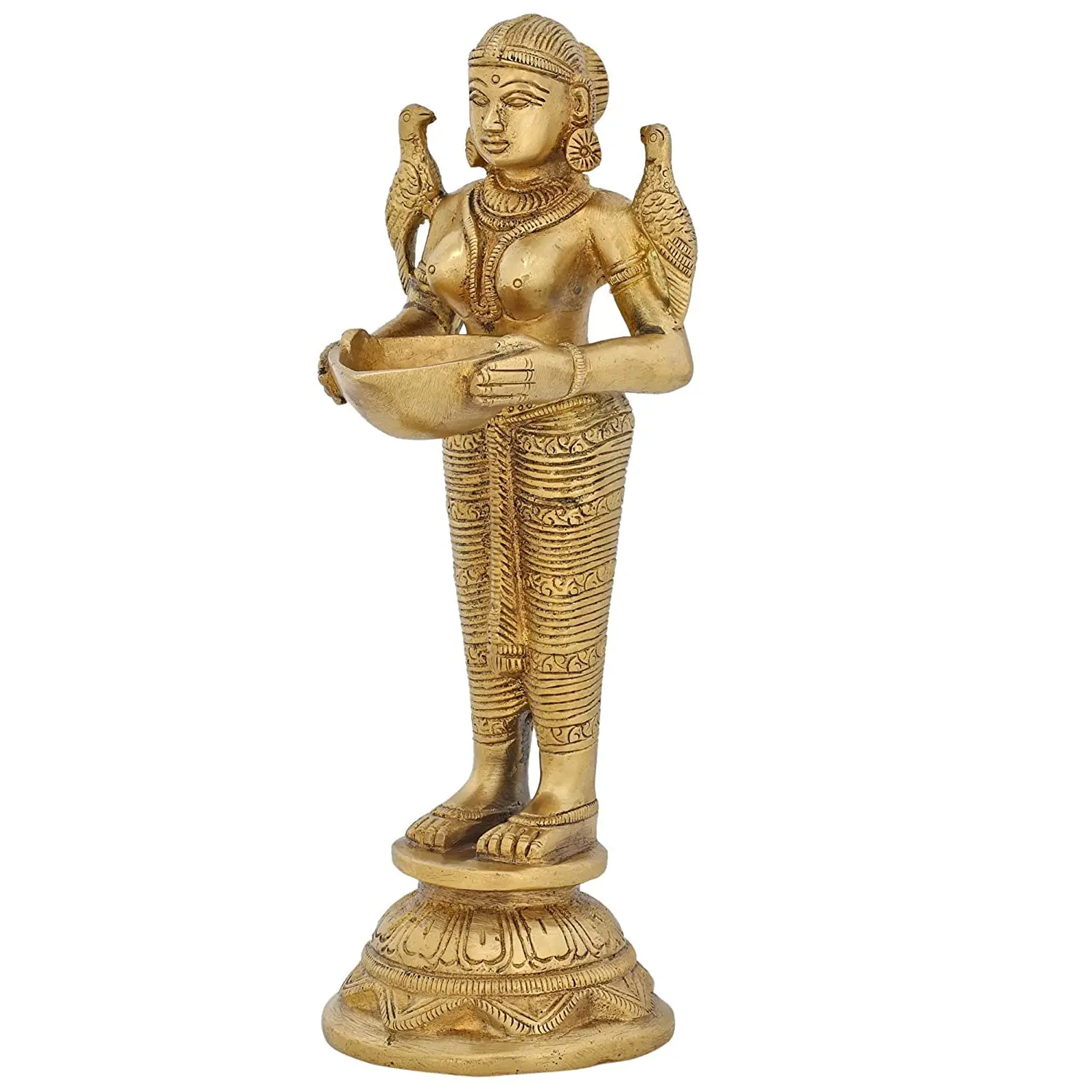 ShalinIndia индийская латунная масляная лампа ручной работы Deva Kanya Diya 7 25 дюйма x 2 5 религиозные рождественские подарки индийские латунные масляные лампы