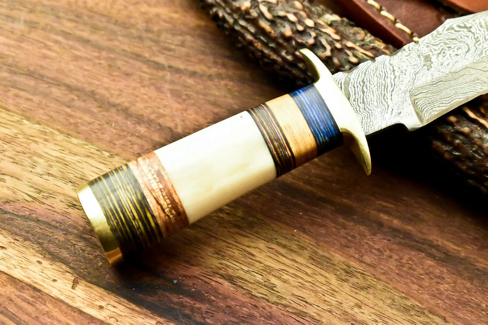  Изготовленный На Заказ охотничий нож из дамасской стали