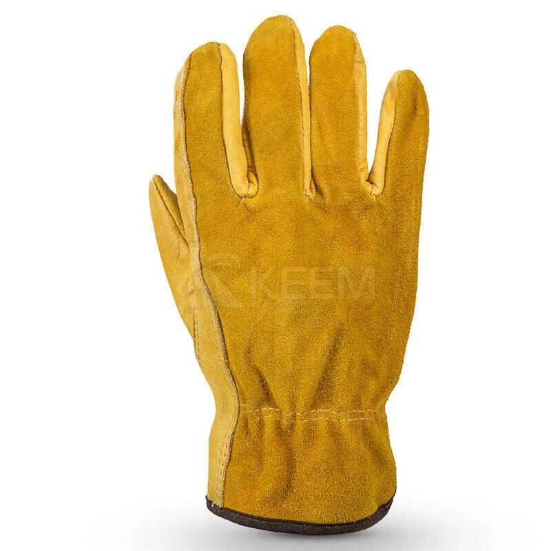 Split Leather and Strip Cotton Work Gloves For Hard Work Leather Working Gloves High Quality Hand Protective Gloves