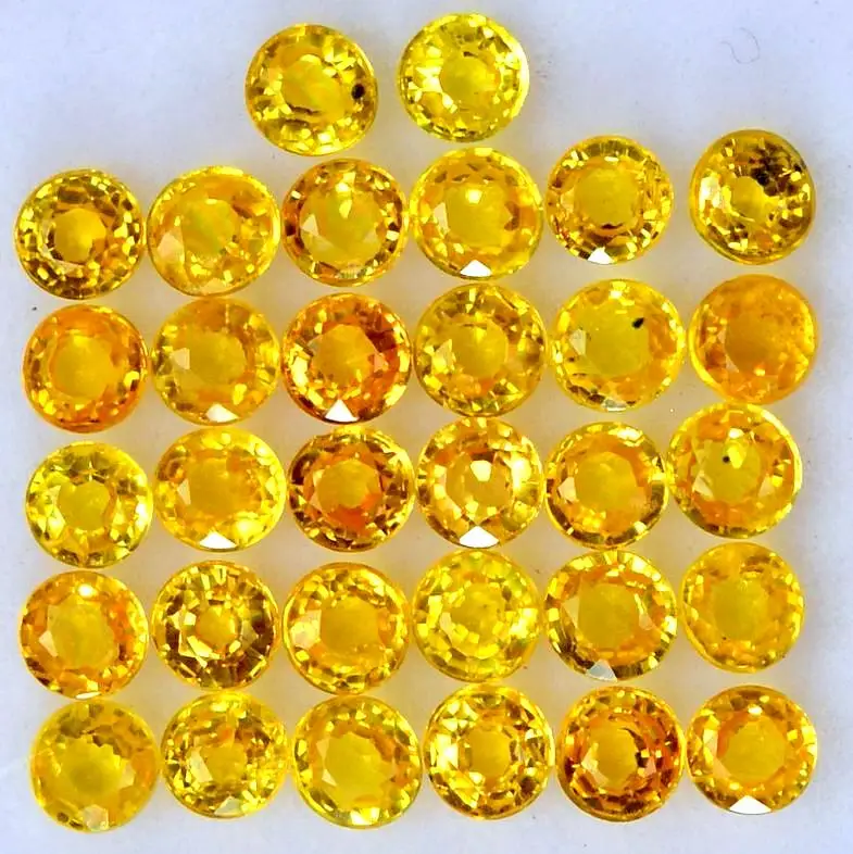 Natural Round Shape Faceted Yellow Sapphire Loose Gemstone Polished Cabochon Making Jewelry wholesale price