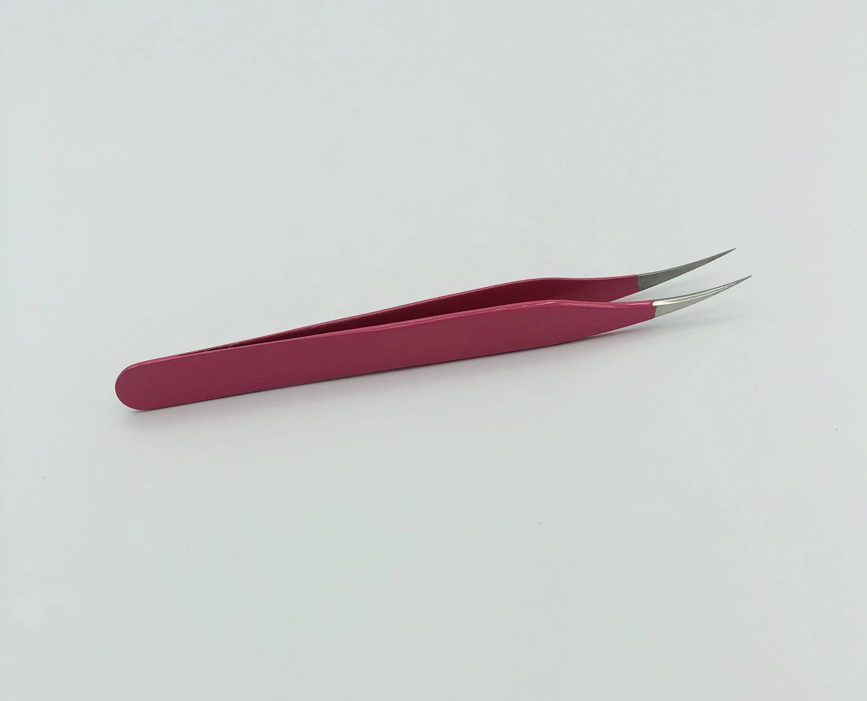  Профессиональный Розовый Пинцет для наращивания ресниц с алмазным наконечником серебряной нержавеющей сталью под частной этикеткой