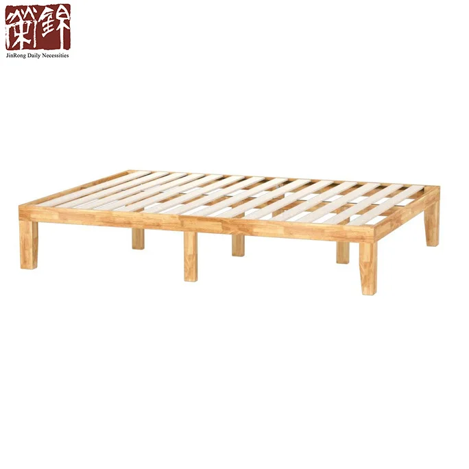 
14 Inch Wood Platform Bed Wood Slat Support Natural Finish Bed Queen Size Wooden Bed 