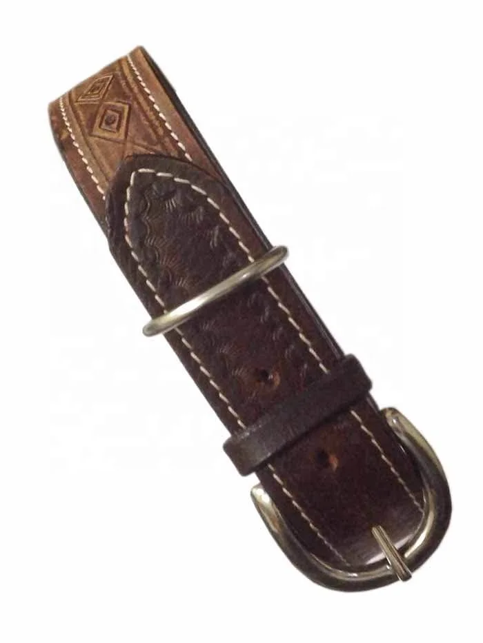 Premium Brown Leather Hand Tooled Floral Pet Collar Padded Suppliers Manufacturers For Cat Dog Collars Attachment Accessories