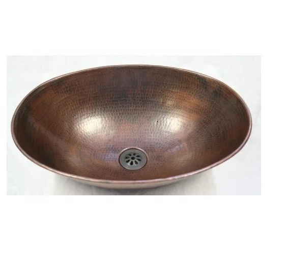 Oval Shaped Copper Sink, Hammered Copper Kitchen Sink, Multipurpose Copper Sink