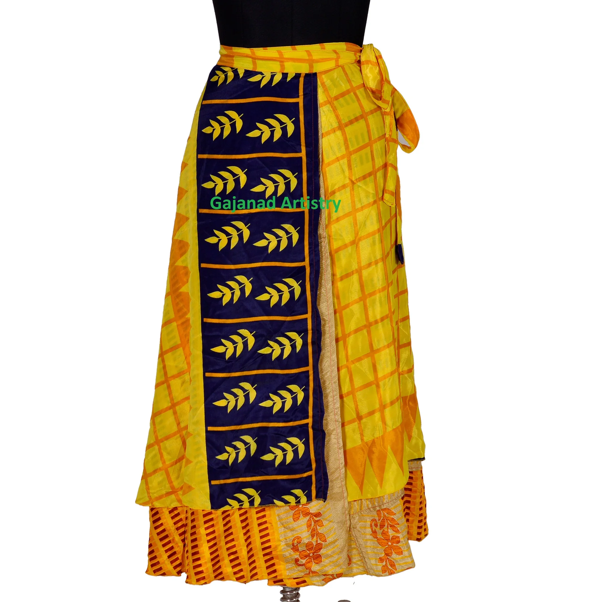 wholesale lots sari silk wrap skirt reversible and lightweight floaty double layer skirt long skirts ties