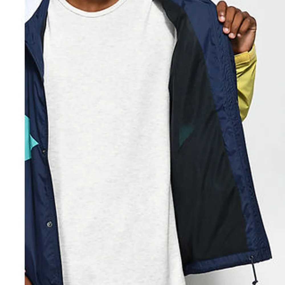 Oem Full Zipper Color Block 100% polyester Waterproof Jacket  Custom Windbreaker Jacket Men