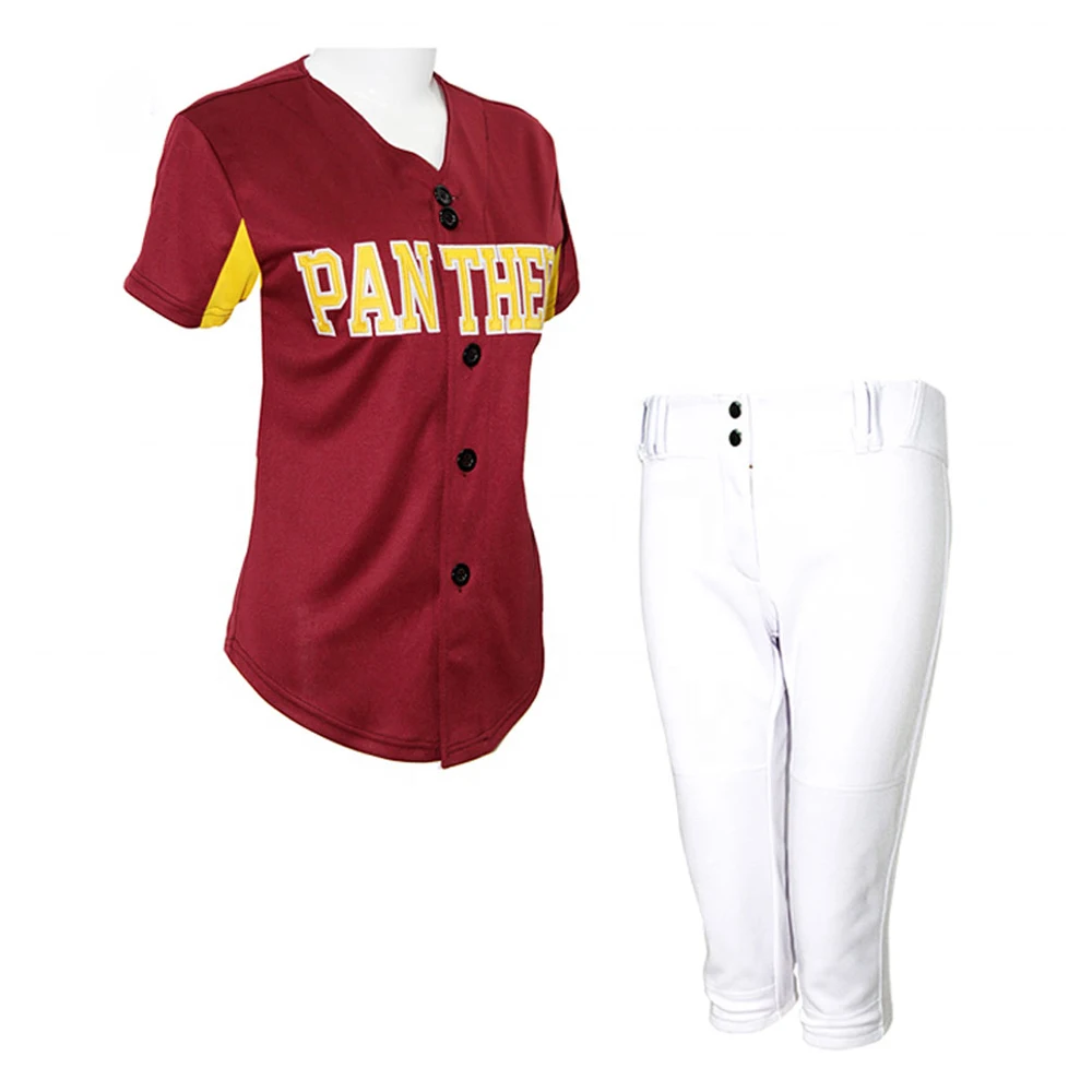Wholesale Custom Sublimation Printing Cheap Blank 100% polyester Short Sleeve Women Softball uniform Baseball Jersey
