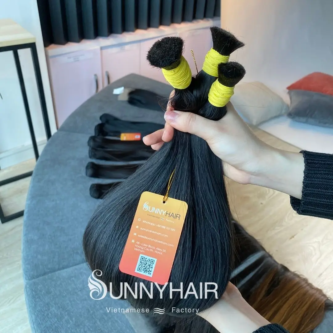 Top Quality 100% Virgin Human Bulk Hair Extension Customizable Length Color Blonde 613 Black From Top Vietnam Hair Supplier