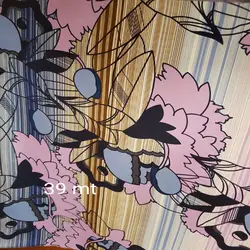 FLOREAL  RED 100%  SILK FABRIC MADE IN ITALY