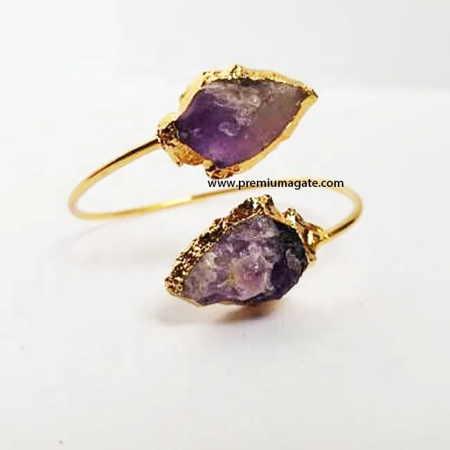 
Браслет-манжета с аметистом и наконечником из камня 