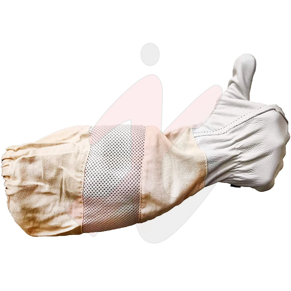 Premium Goatskin Leather Beekeeper Gloves With Long White Sleeve Bee Keeping