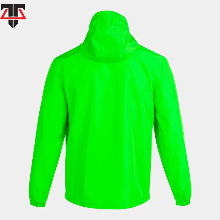  Green Raincoat With Zipper Comes Pockets And Adjustable Drawstring Hood Running Rain Jacket