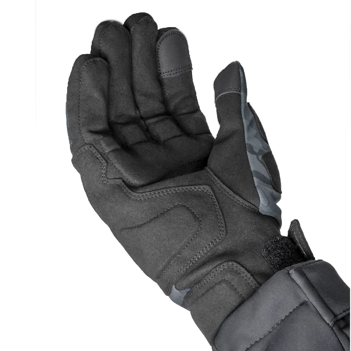 FRANTIC GREY CAMO Protect Short Winter Gloves with Built-in CE Standard Soft Knuckle Guard Smart Leather Touch for Smartphone