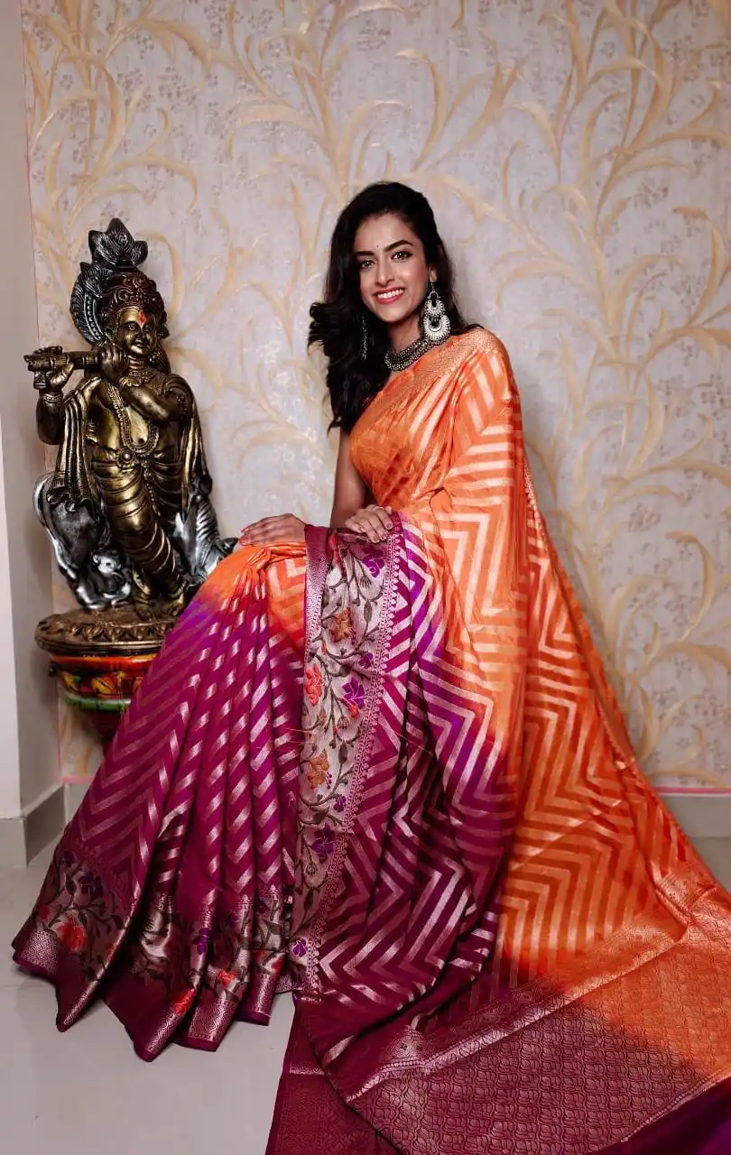 Banarasi полужоржетт маскарадный сари