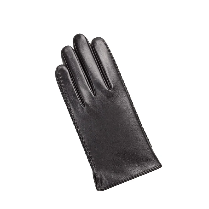 2021 new latest design fashion thermal touch screen winter genuine leather men Waterproof Windproof fashionable heat up gloves