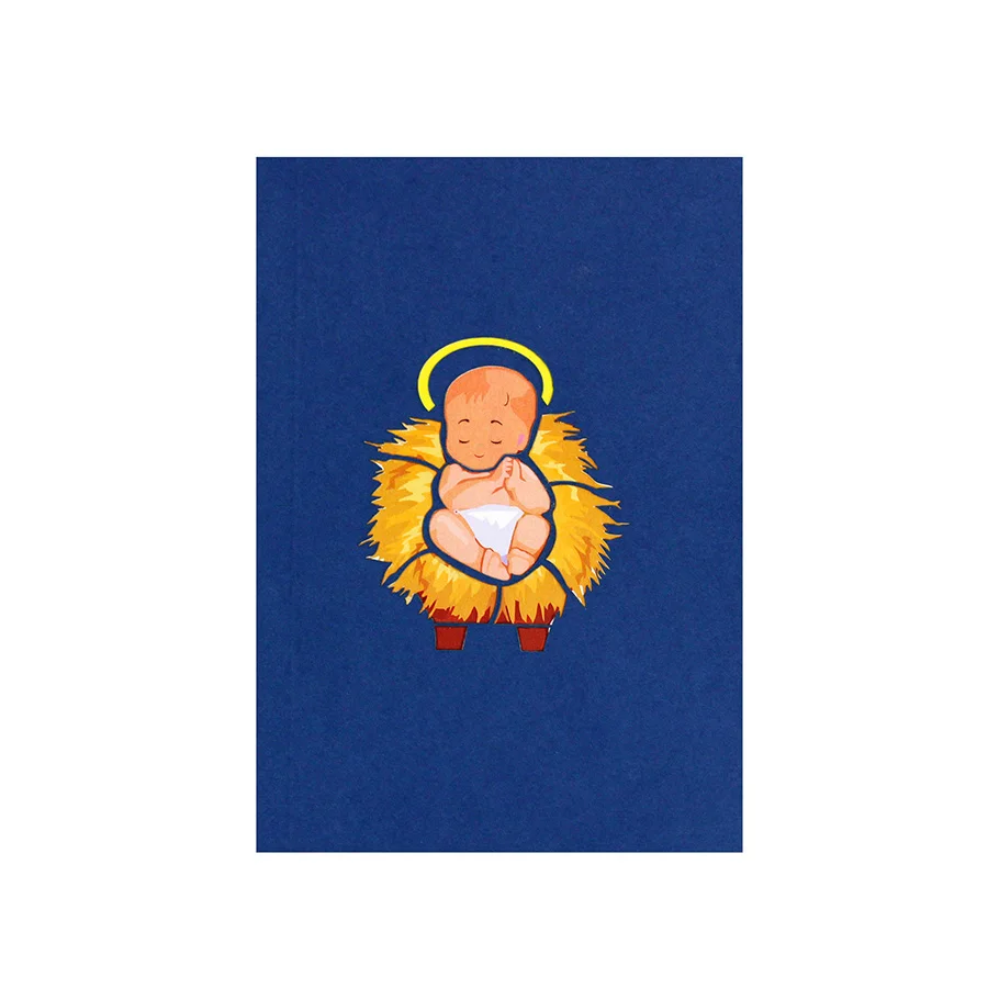  Оптовая продажа низкая цена высококачественные искусственные рождественские поздравительные открытки детские 3D с изображением Иисуса