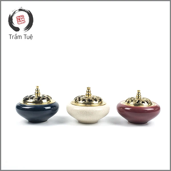 BatTrang Vietnamese Luxurious Ceramic Burner/Holder Incense Agar Wood Oud Coil, Cone, Stick, Chips