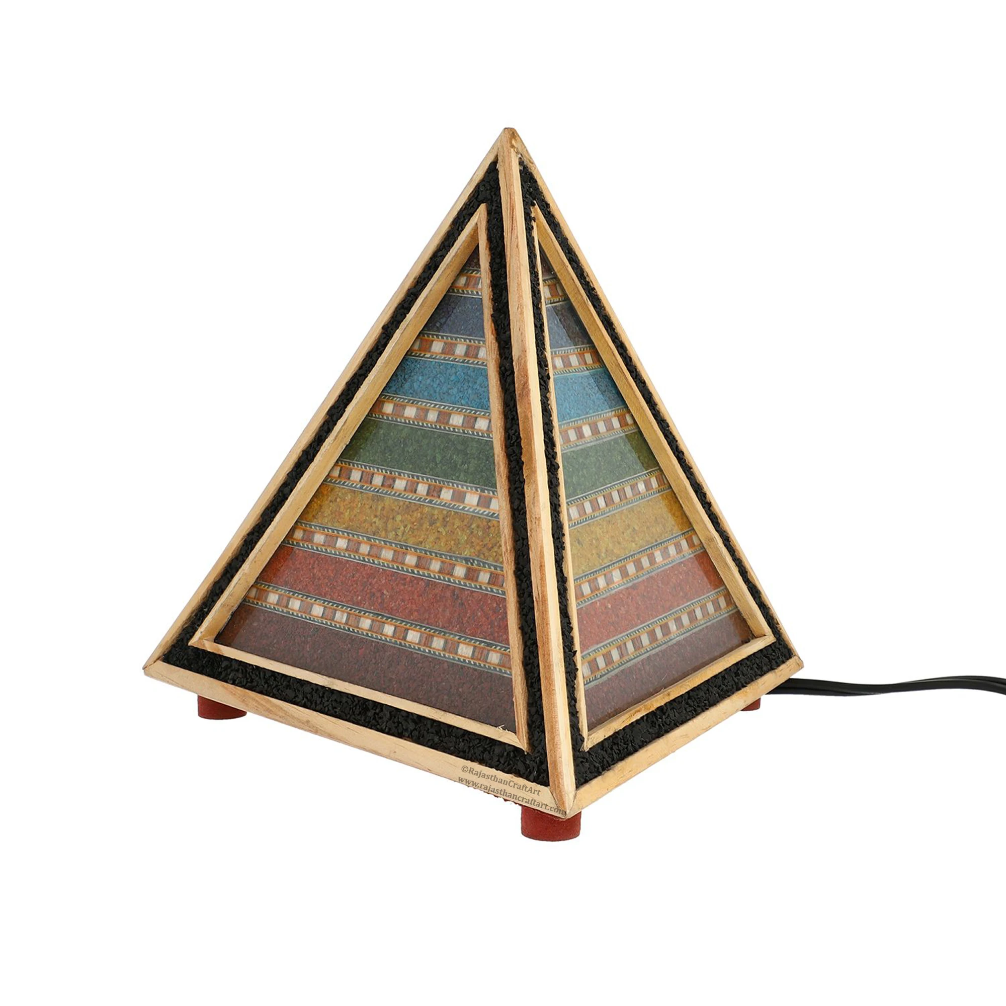 High Quality Seven Chakra Table Lamp with Multi-Gemstone Wood Color Design for Bedrooms 220v Warm White LED E14 Bulb Base