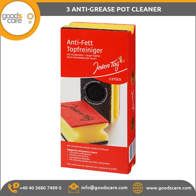 High Quality Private Label Cleaning Brush 3 Anti-grease Pot Cleaner Made in Germany