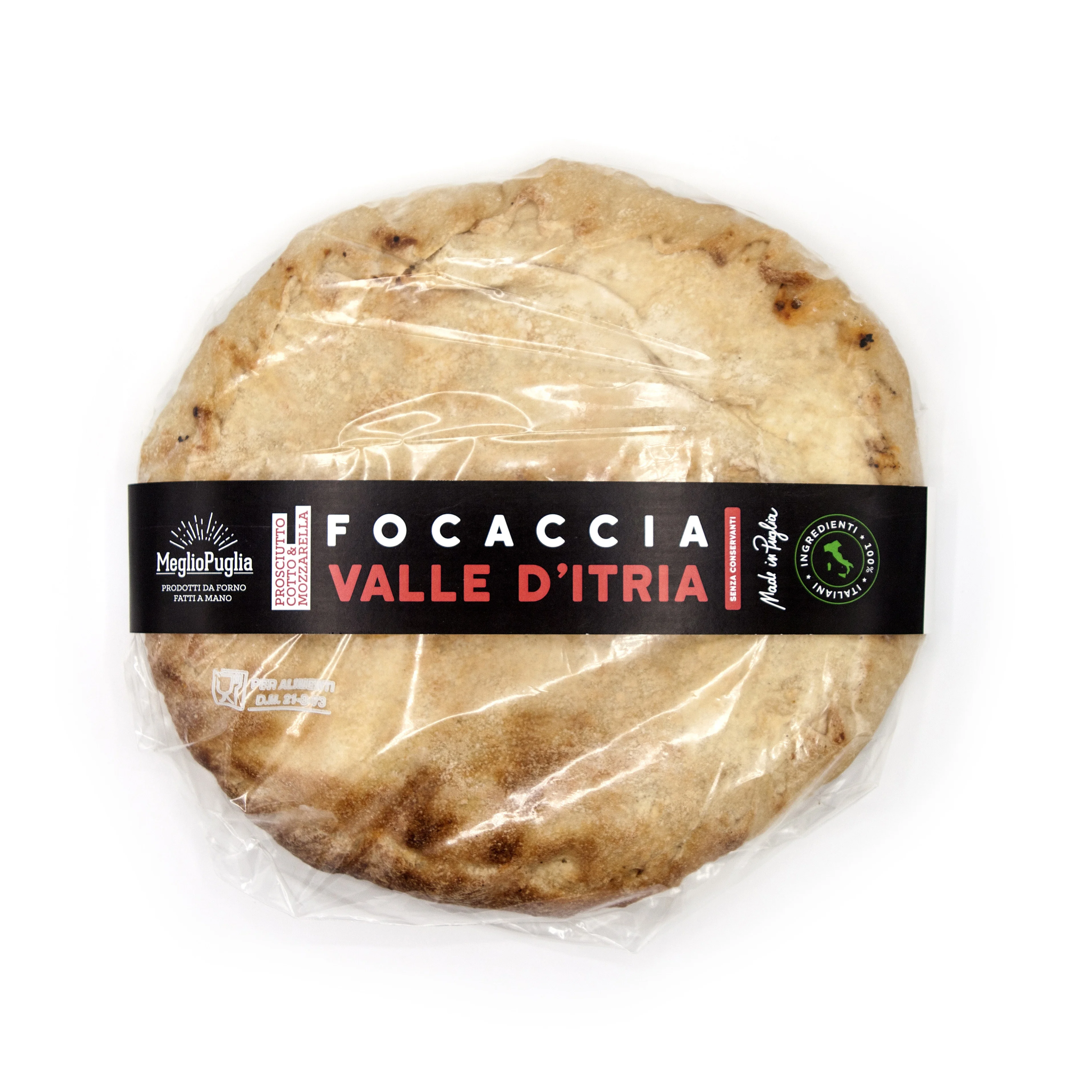 32 cm Readymade Semi-soft Mozzarella and Boiled Ham Packed Flatbread Made in Italy for Restaurants Hotels Street Food and Horeca